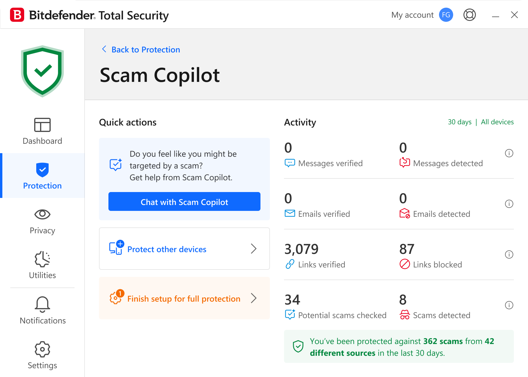 Scam Copilot page before the redesign