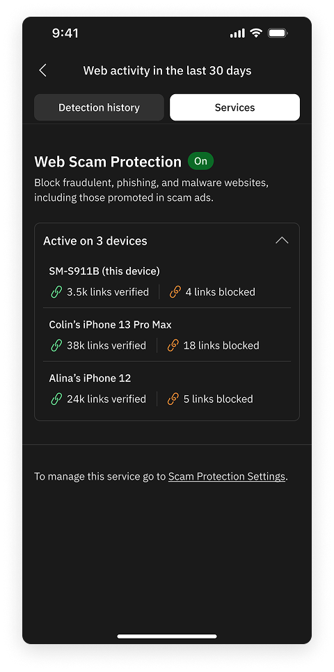 Web activity — services, dark