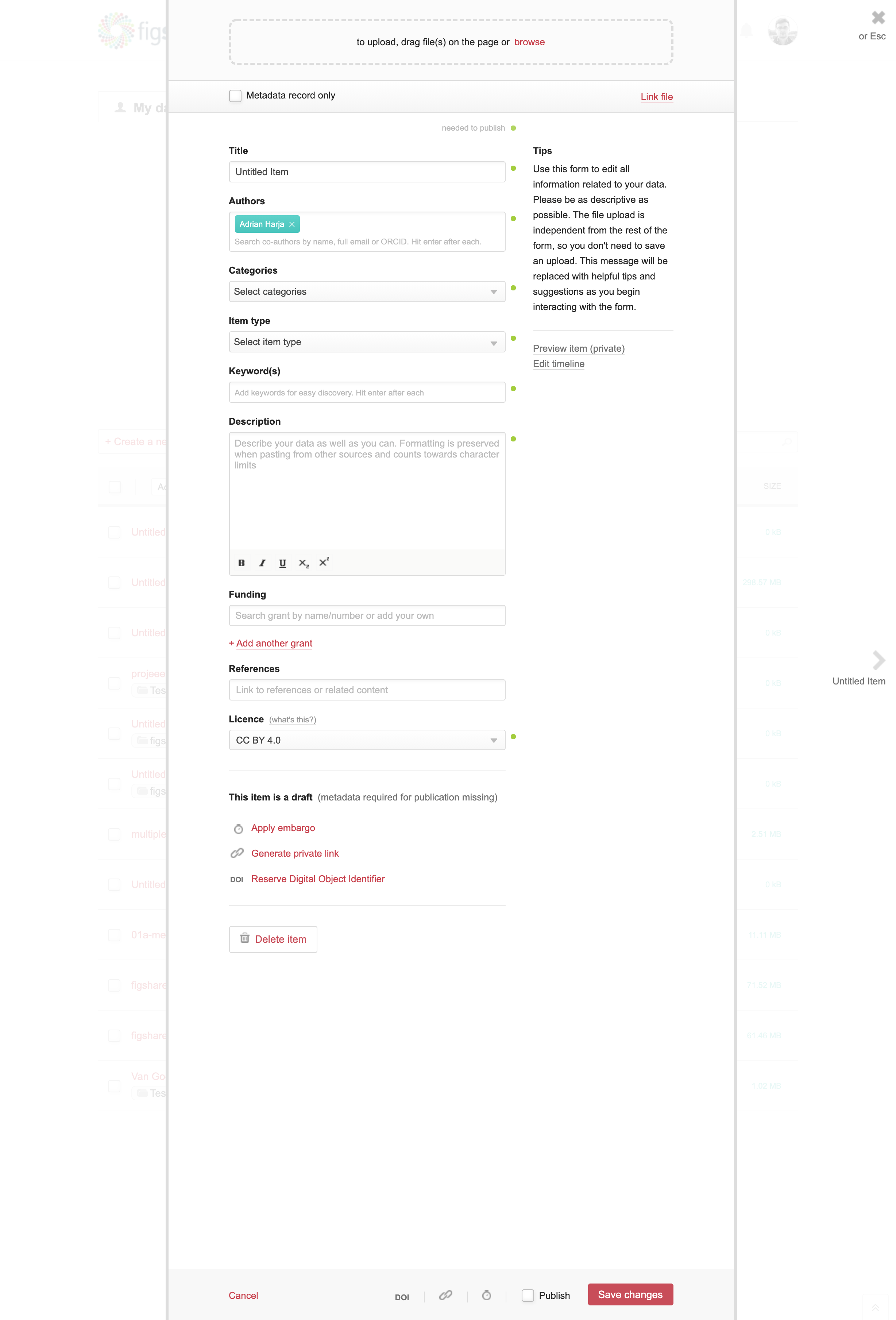 Original item form