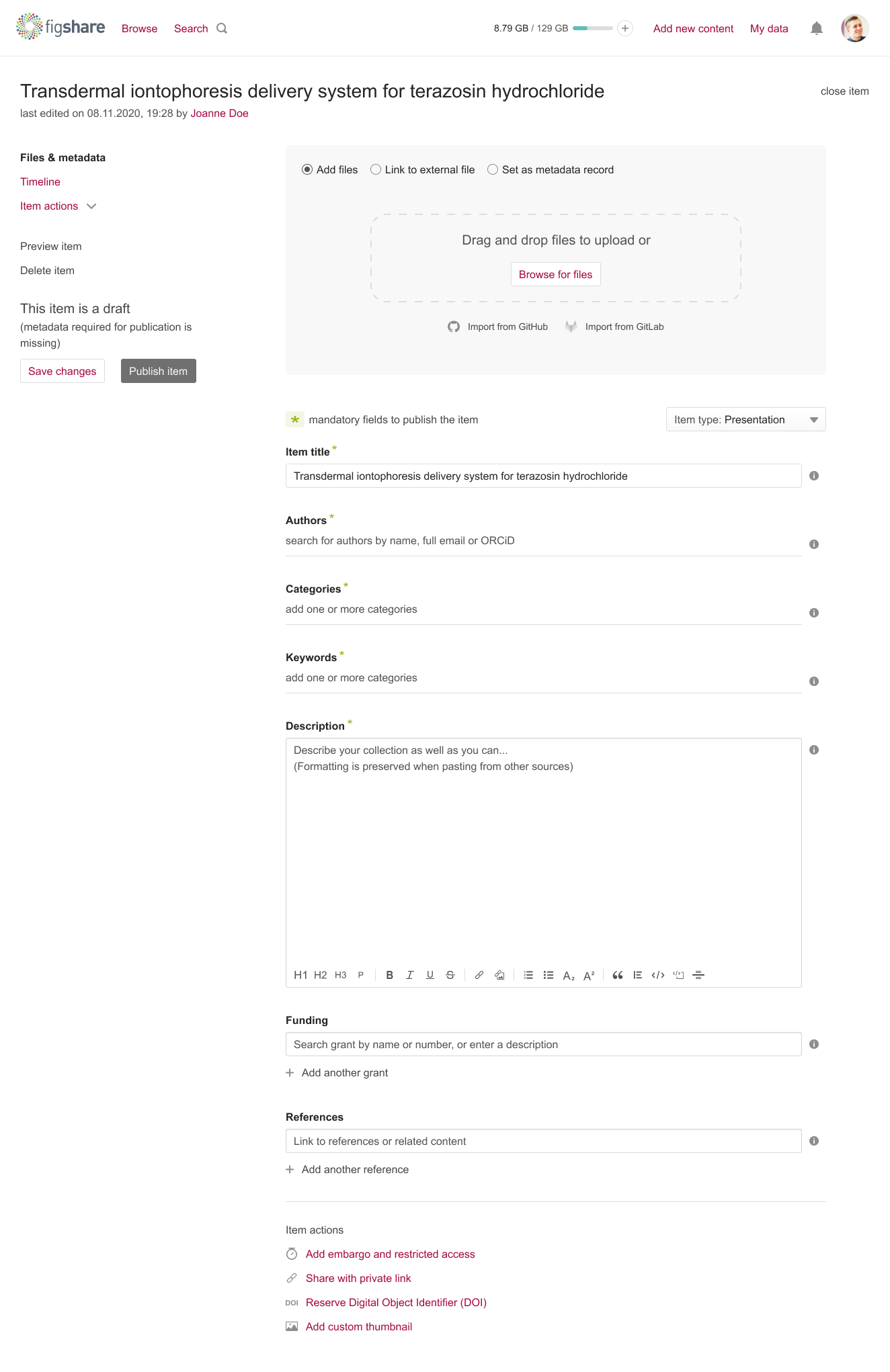 Third iteration of the item form