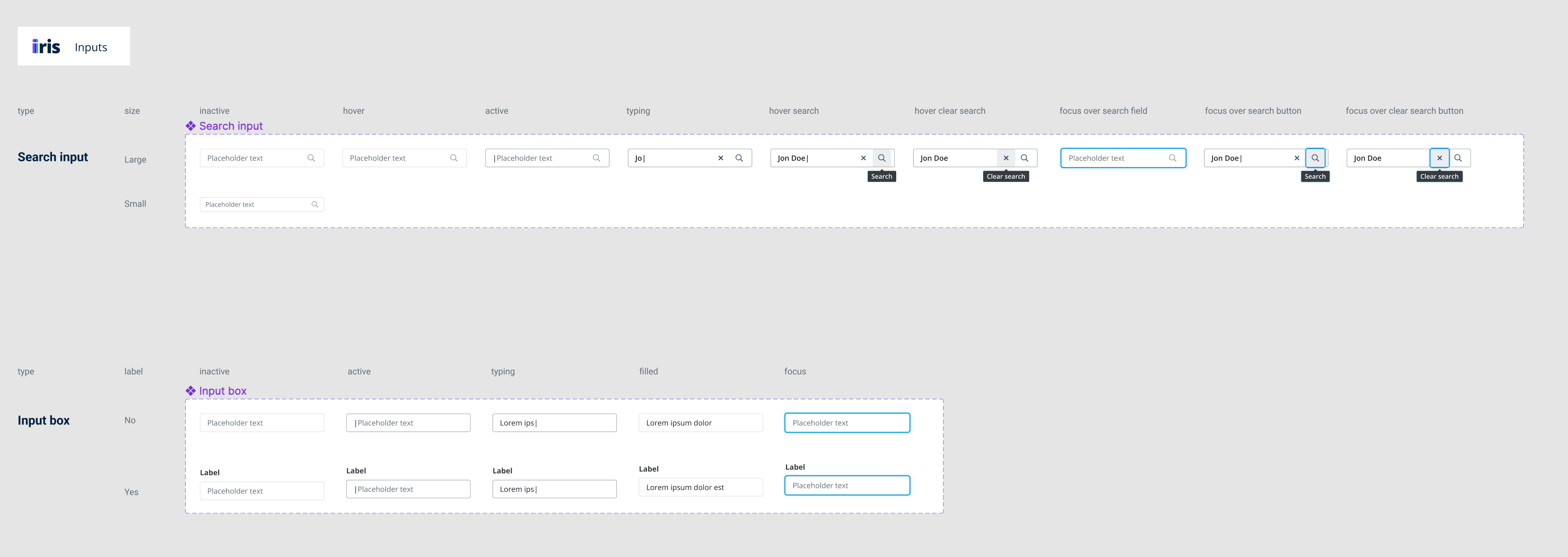 Search and filter components