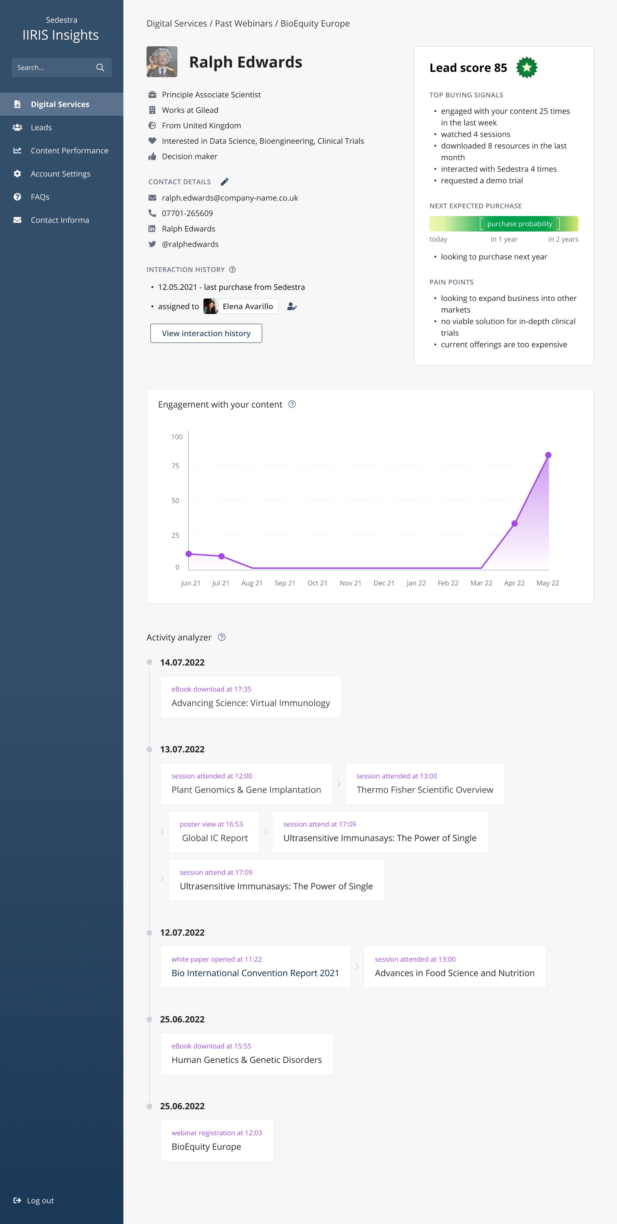 Activity and chart screen