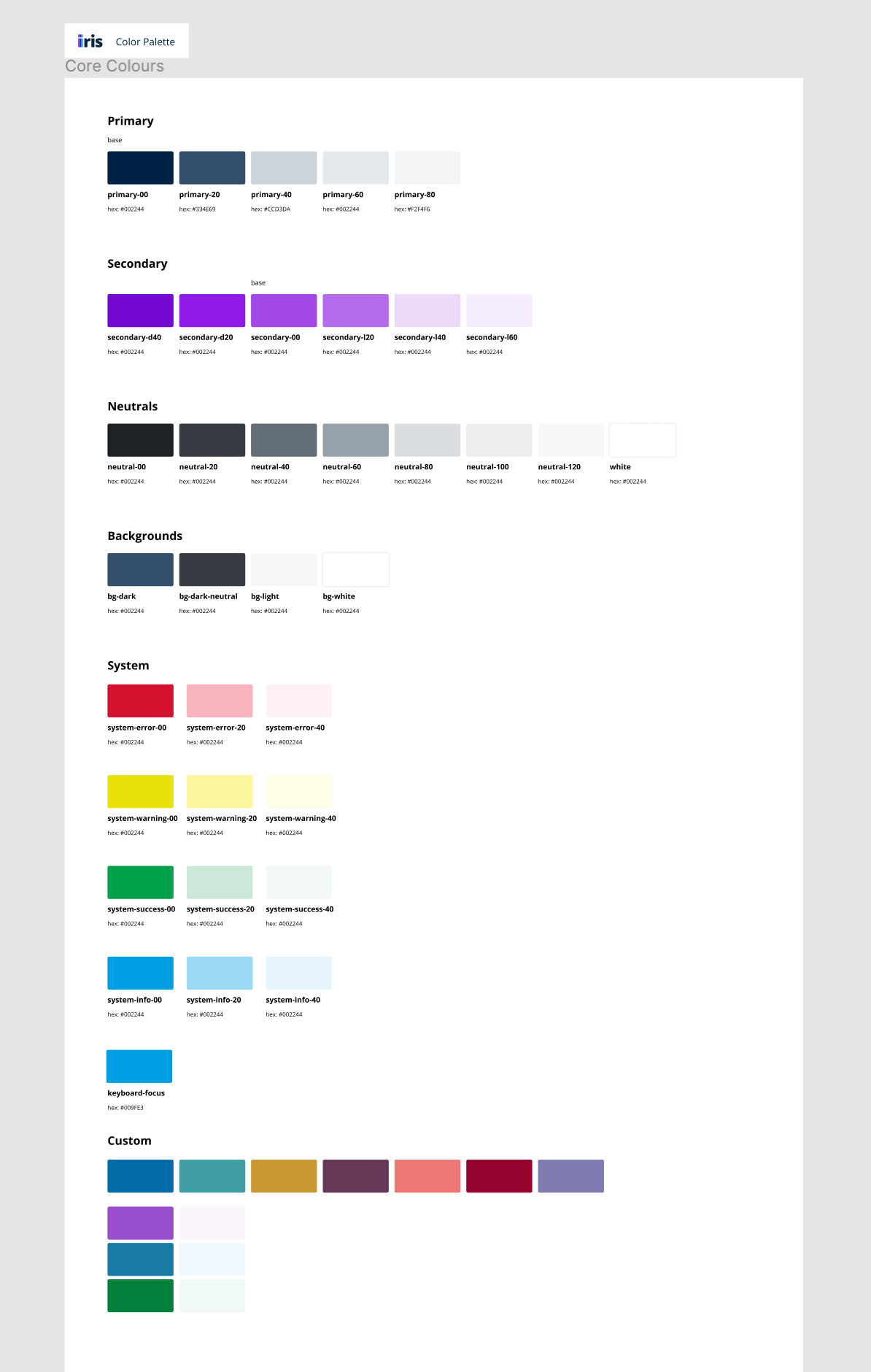 Color palette