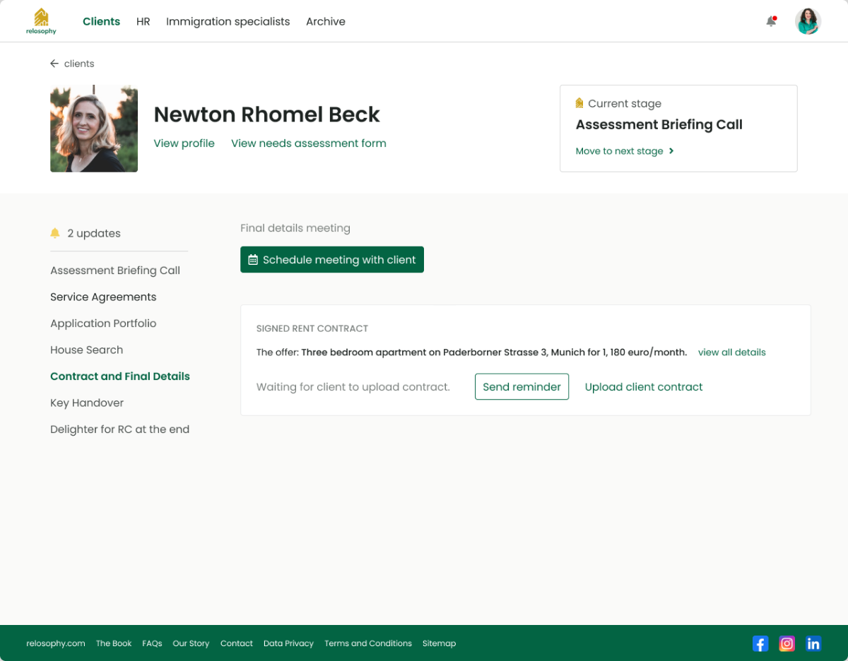 Consultant client page