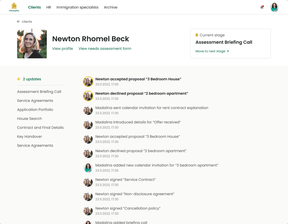 Consultant activity log