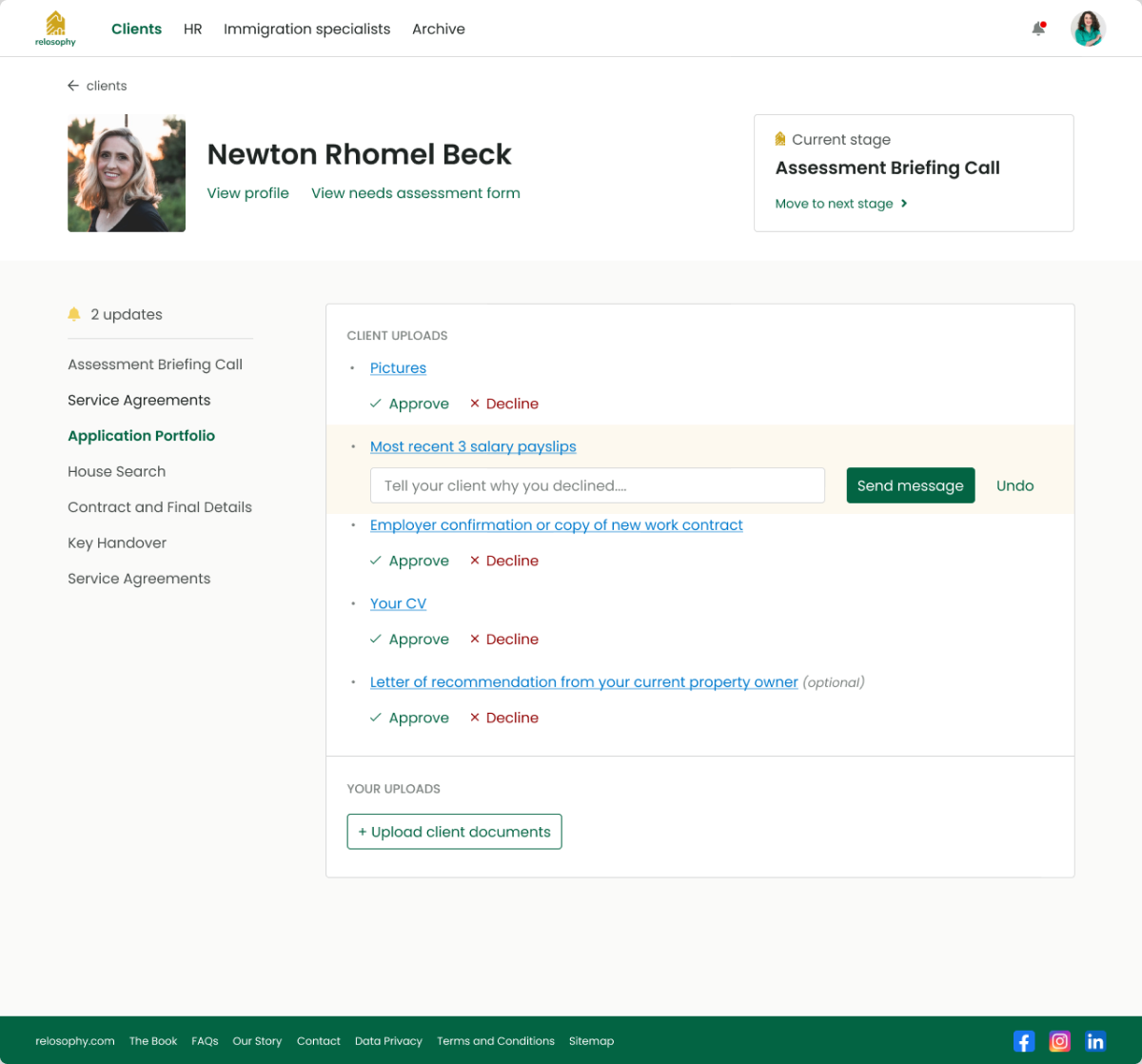Consultant application portfolio