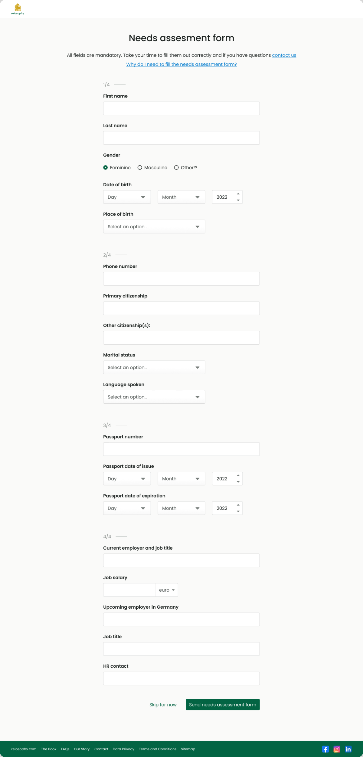 Client needs assessment form