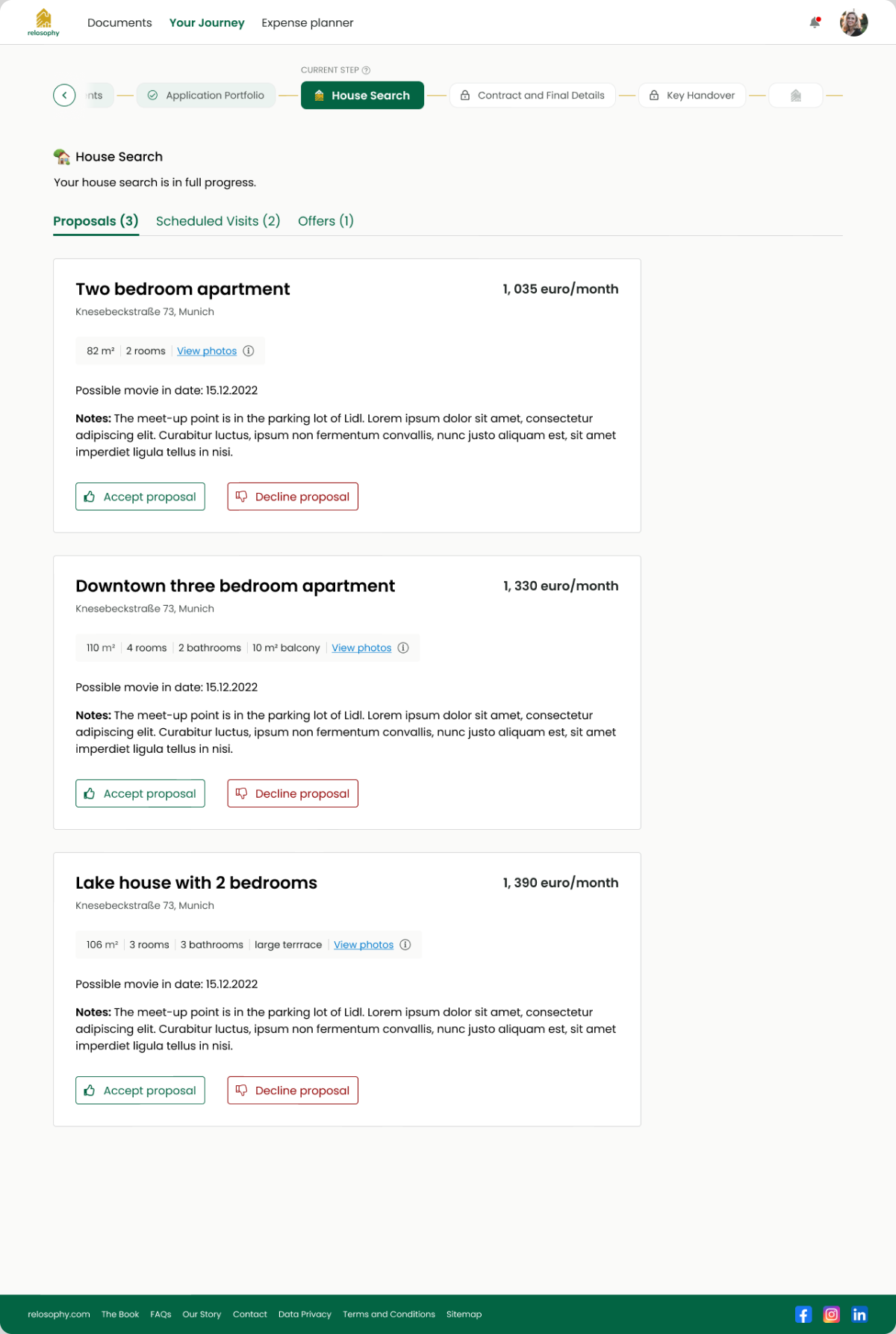 Client journey: house search proposals